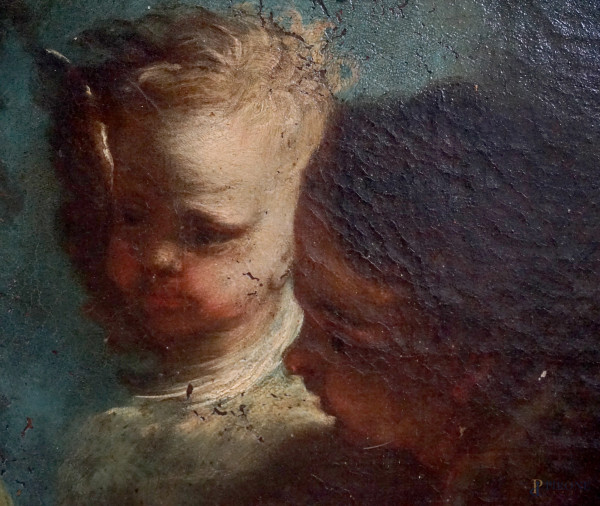 Scuola dell'Italia centro-meridionale del XVIII secolo, Madonna con Bambino, olio su tela, cm 63,...