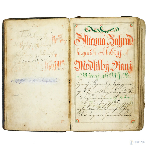 Libro di preghiere, volume manoscritto del XIX secolo, (difetti)