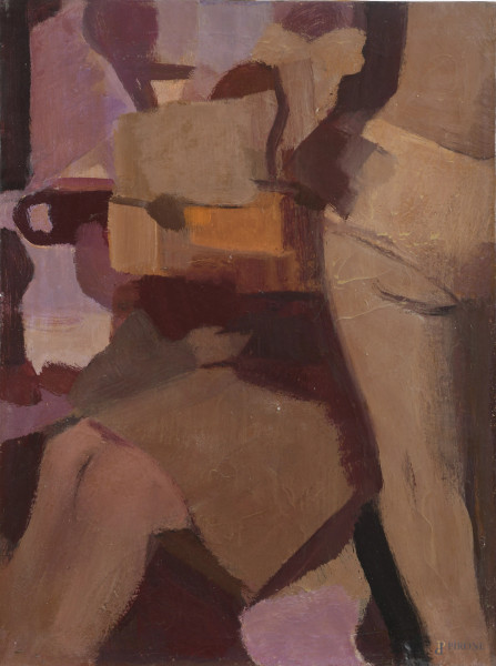 Edoardo Krumm (1916-1993), Figure femminili, tecnica mista su tela, cm 80x60, firmato al retro, entro cornice