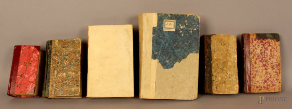 Lotto composto da sei libri del XIX secolo.