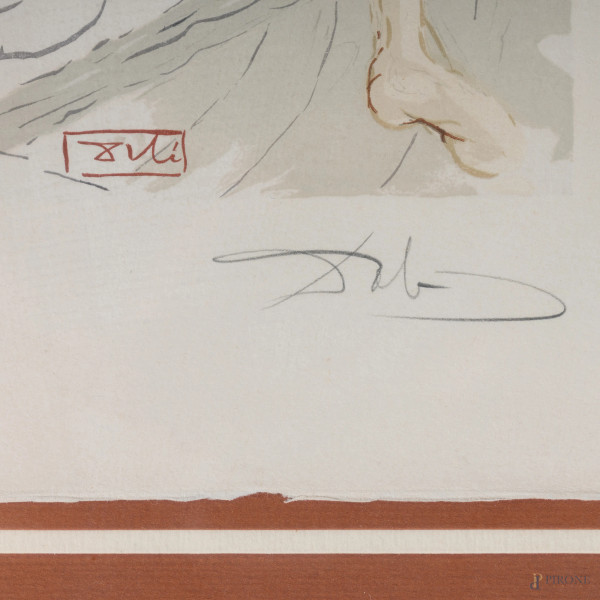 Salvador Dalì (1904 - 1989), Caronte, litografia, firmato in basso a destra, illustrazione da "La...