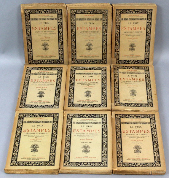 Lotto di nove volumi, Le Prix des Estampes anciennes et modernes, editions Albert Morancè, Paris, 1920