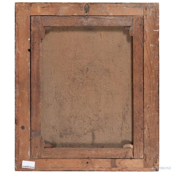 Donna in lettura, XIX secolo, olio su tela, cm 64,5x51, entro cornice (segni di usura, difetti, a...