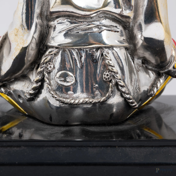 Lotto di tre sculture in metallo galvanizzato, XX secolo, misure massime cm 22x19x17, (segni di u...