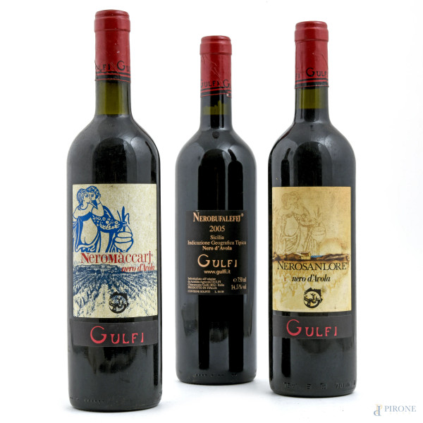 Lotto di tre bottiglie Nero d'Avola Cantina Gulfi