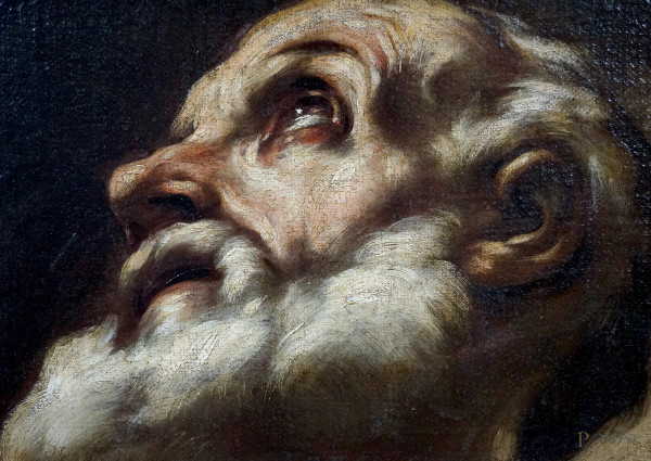 Scuola napoletana del XVII secolo, San Pietro, olio su tela, cm 61x50, entro cornice