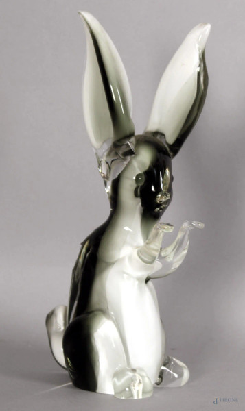 Coniglio, scultura in vetro di Murano, altezza 26 cm.