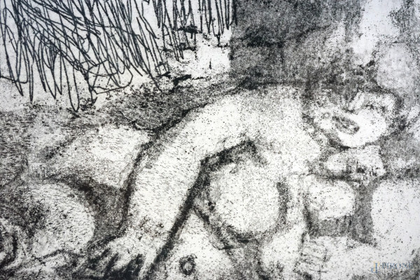 Senza titolo, litografia, firmata in basso a destra, esemplare n. 4/10, cm 52,5x42 circa, entro c...