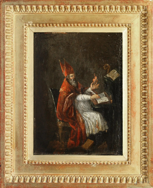 Vescovo, olio su tavola, inizi XIX sec., cm 32 x 24, entro cornice.