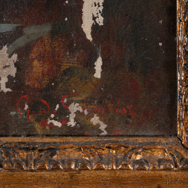 Donna in lettura, XIX secolo, olio su tela, cm 64,5x51, entro cornice (segni di usura, difetti, a...