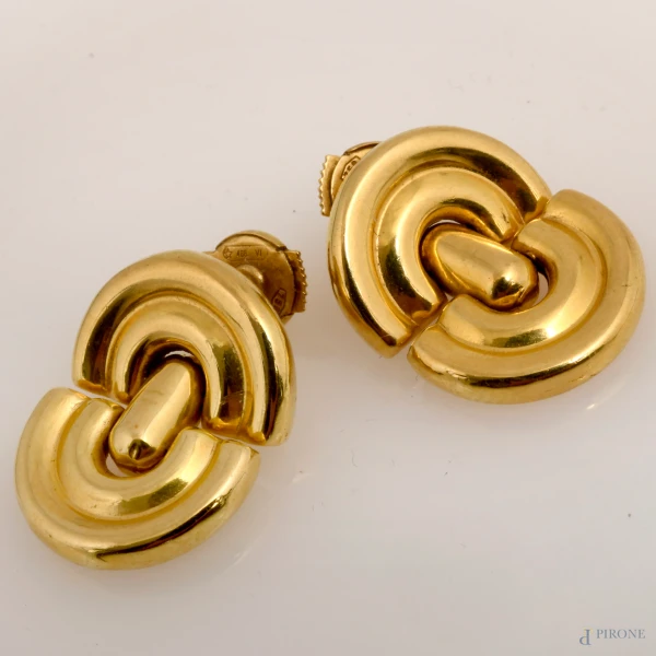 Coppia di orecchini in oro 18 kt, peso gr 9,8