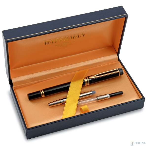 Penna stilografica Waterman con pennino in oro 750, (da revisionare)