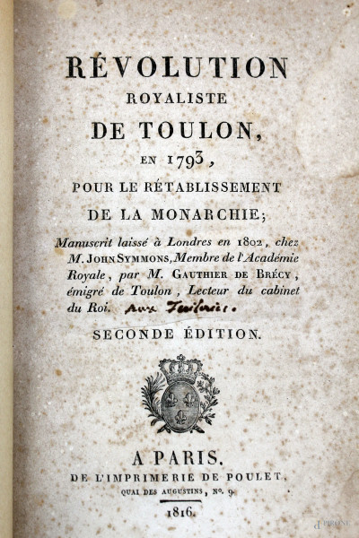 Révolution Royaliste de Toulon en 1793, Parigi, 1816