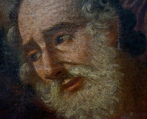 Pittore veneto del XVII secolo, L’Ultima Cena, olio su tela, cm 190x170, (difetti)