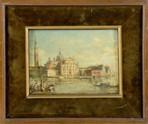 Isola di San Giorgio, olio su tavola, cm 12,5x16,5, XVIII secolo, entro cornice