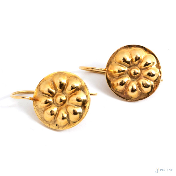 Parure in oro 18 kt e malachite composta da collana e un paio di orecchini, lunghezza collana cm ...