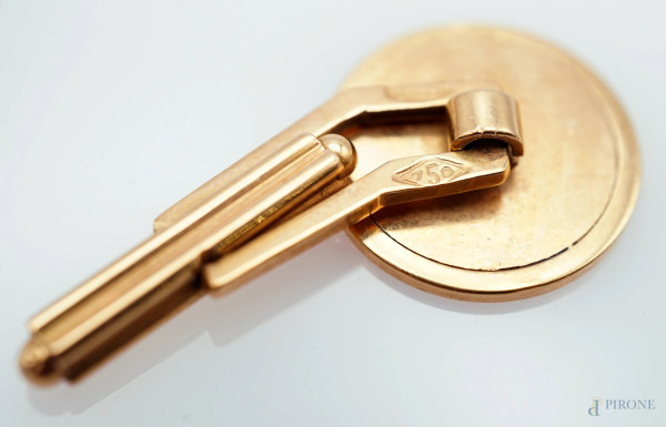 Paio di gemelli in oro giallo 18 kt, peso gr.11,9