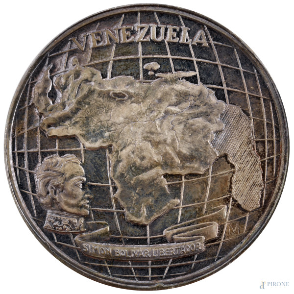 Moneta Venezuela 1967 Simón Bolívar placcato ag 1000