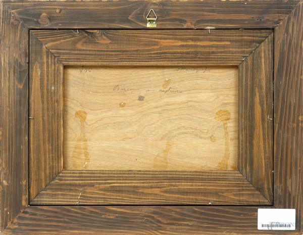 Calafati Livornesi, olio su tavoletta, cm 18x29, firmato in basso a sinistra, entro cornice, corr...