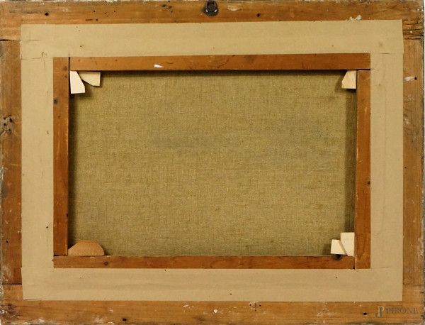 Aia lombarda, olio su tela, cm 35x50, firmato, entro cornice