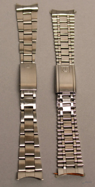 Lotto composto da bracciali da orologio in acciaio, Rolex ed Universal, anni &#39;70.