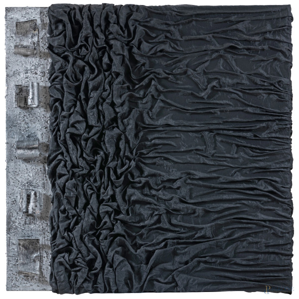 Senza titolo, XX secolo, tecnica mista su tela, cm 100x100