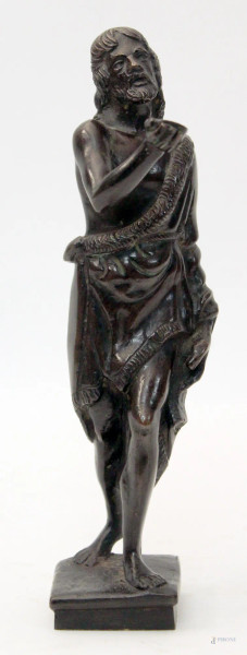 San Giovanni Battista, scultura in bronzo patinato, H 22 cm, XVIII sec.