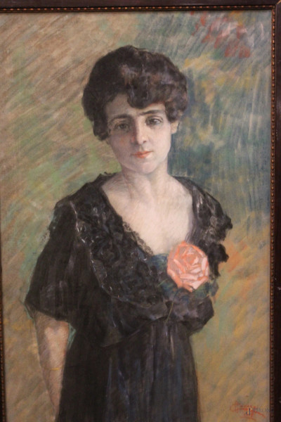 Il femminiello, pastello su tela 50x80 cm, firmato e datato 1917, entro cornice.