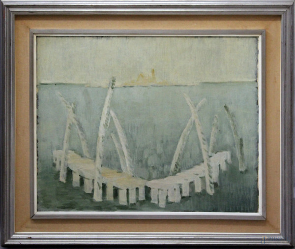Vittorio Viviani - Venezia, olio su tela, cm 80 x 65, entro cornice.
