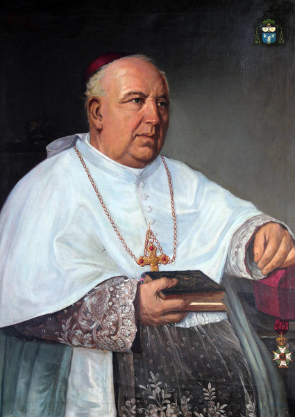 Ritratto di prelato, dipinto dell'800 ad olio su tela, cm 89x68, entro cornice firmato L.Sacco da Savona datato 1899.