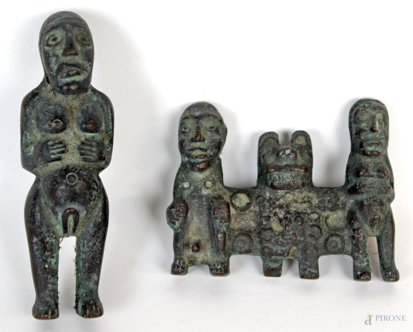 Modelli di divinità in bronzo, altezza max cm 9,5, XIX secolo