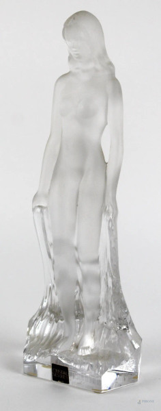 Figura femminile, scultura in cristallo S&#232;vres, altezza cm. 27,5, XX secolo.