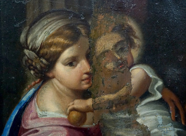 Ciro Ferri (1633-1689) attr. a, Madonna Montalto, olio su rame, cm 37x28, (difetti e restauri)