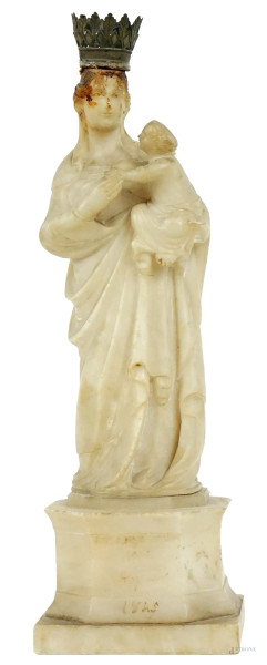Immacolata Vergine Maria di Trapani, scultura in alabastro datata 1845, cm h 29,5, (difetti)