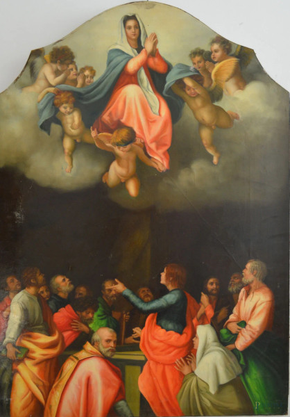 Pala d'altare, olio su tela 70x102 cm.