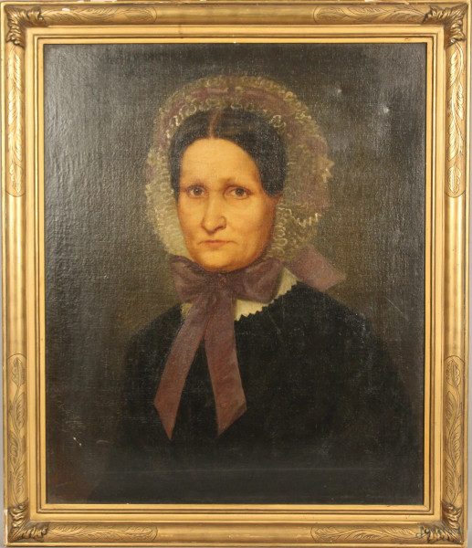 Ritratto d&#39;anziano, olio su tela 65x54 cm, XIX sec, entro cornice.