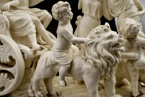 Gruppo in maiolica raffigurante il Trionfo di Bacco e Arianna, Manifattura di Bassano, XIX secolo...