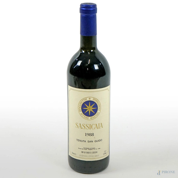 Sassicaia, Tenuta San Guido, bottiglia di vino rosso da 750 ml,  anno 1988.
