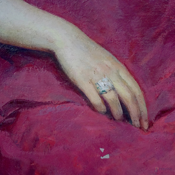 Ritratto di donna, olio su tela, cm 103x78, entro cornice