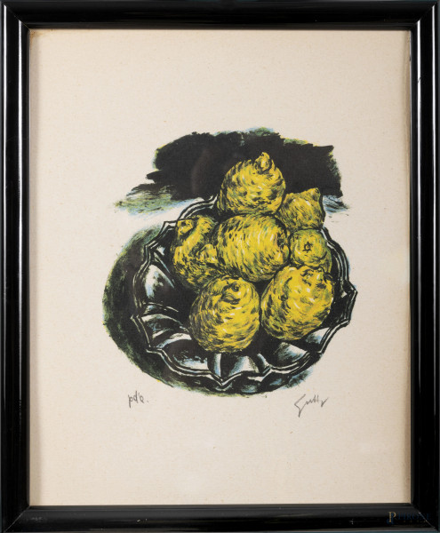 Lotto di 10 prove d'autore di Guttuso, cm 27x22, entro cornici