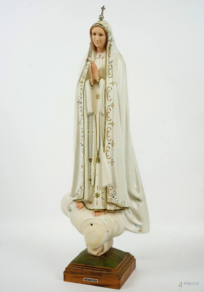 Madonna di Fatima, scultura in perspex, cm h 72,5, XX secolo, (difetti)
