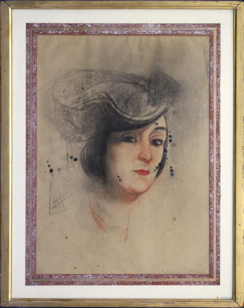 Ritratto di Tatiana Pavlola, tecnica mista su carta, cm 52 x 38.