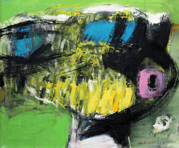 Gheorghe Tirla - Composizione, olio tela, 50x60 cm, entro cornice con autentica