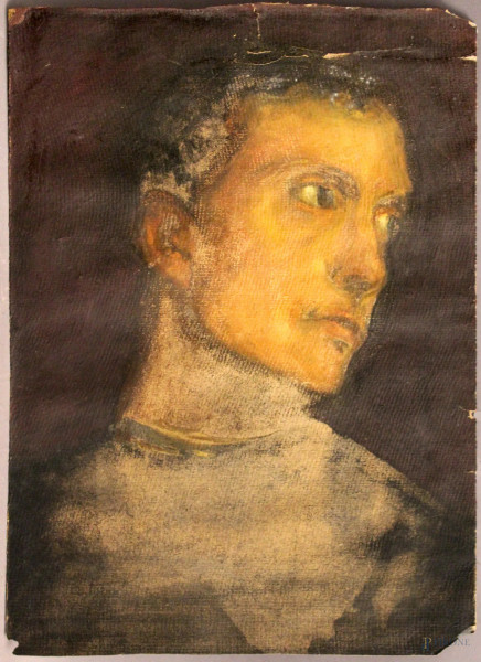 Ritratto d&#39;uomo, olio su cartoncino, inizi &#39;900, cm 35 x 25.