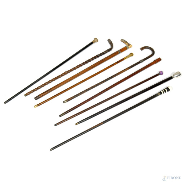 Lotto di 9 bastoni da passeggio