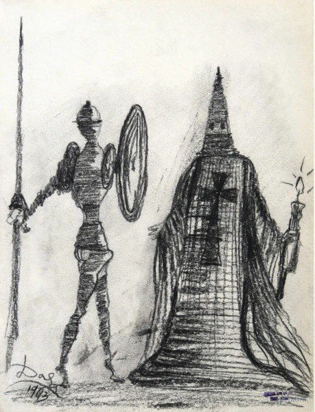 Senza Titolo, Disegno su cartoncino cm 33 x 25. Provenienza Galerie Rive Gauche Paris, firmato e datato. Ultimo disegno di una serie.