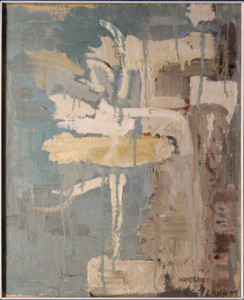 Handzik, Astratto, dipinto ad olio su tela, cm 52 x 42, entro cornice.
