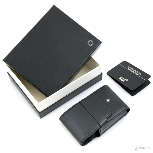 Portasigarette Montblanc in pelle nera, cm 11x6,5