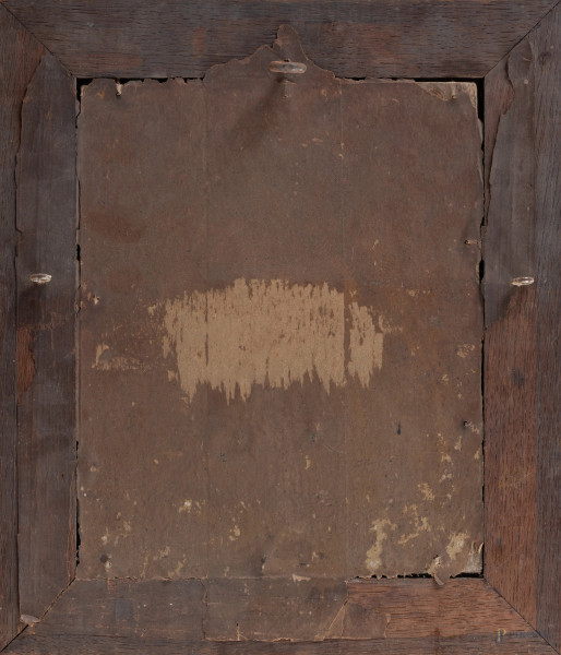 Notturno, XIX secolo, olio su cartone, cm 26x21, firmato in basso, entro cornice, (craquelure, ab...