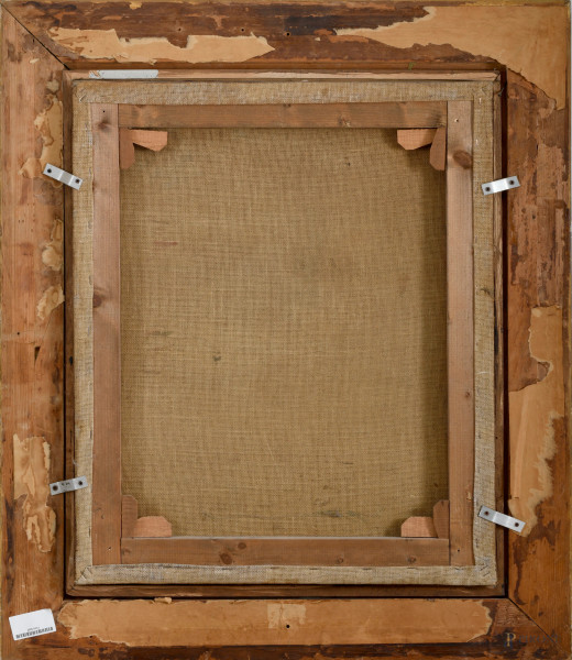 Pittore tedesco del XIX secolo, Ritratto di prelato, cm 65,5x53 entro cornice, (difetti)